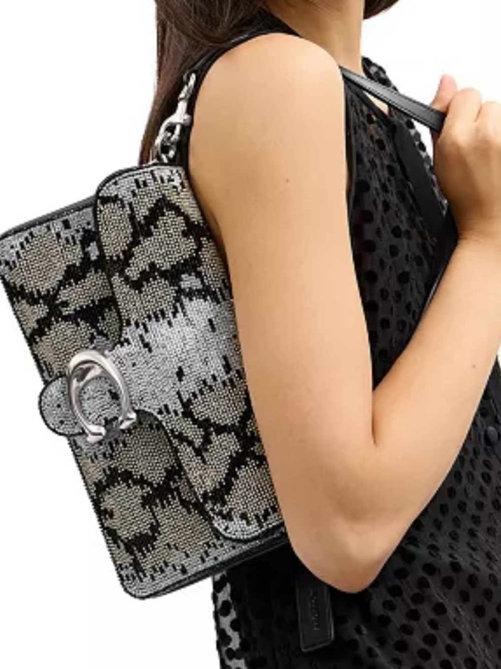Coach Tabby Medium Beaded Snake Shoulder Bag 26 - Picture 2 of 5
